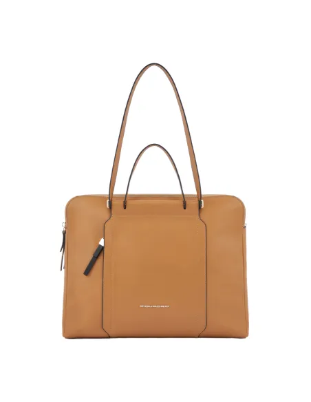 Women's business bag with two zipped compartments Circle light brown