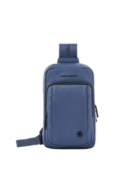 Piquadro Charlie Mono sling bag with iPad®mini compartment blue