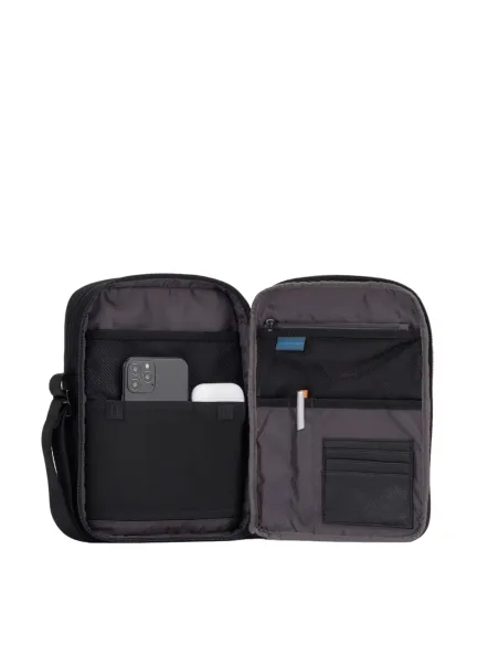 Piquadro Brief2 blu Men's crossbody bag with two compartments black