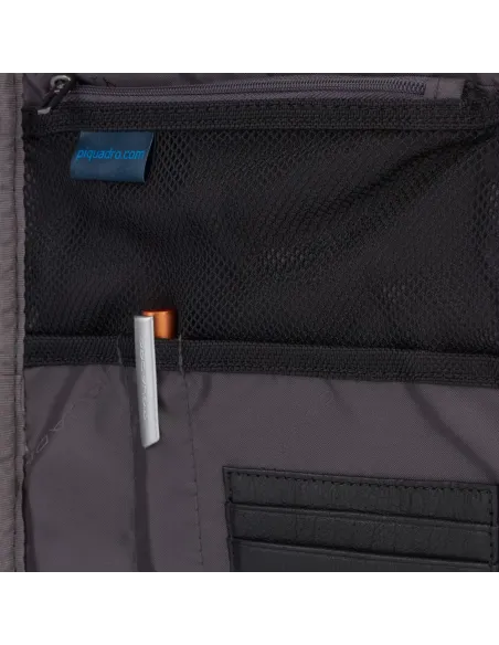Piquadro Brief2 Herren-Umhängetasche mit zwei Fächern mit Reißverschluss schwarz