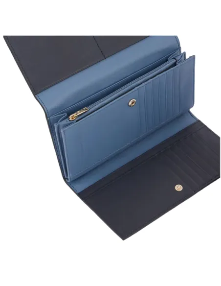 Portafogli donna con tasca per smartphone Piquadro Circle Azzurro-Beige