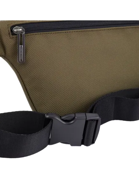 Marsupio in tessuto rigenerato e pelle Piquadro Brief2 verde-nero