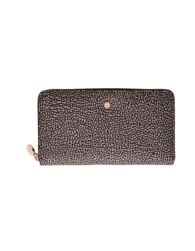 Borbonese Large zipped women's wallet mud-dark brown