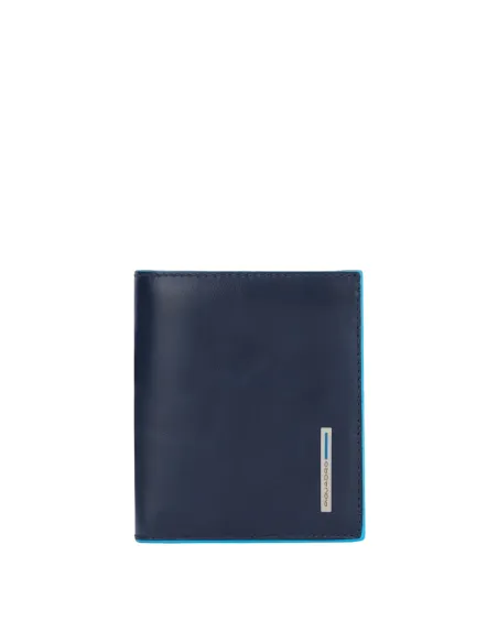 Piquadro B2 Vertical men's wallet with coin pocket, credit card facility blue