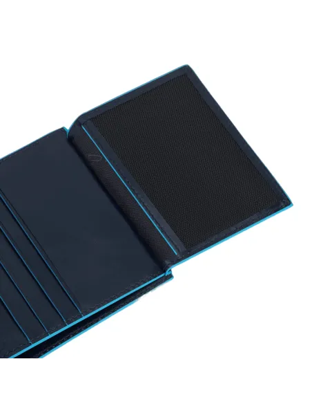 Piquadro B2 Vertical men's wallet with coin pocket, credit card facility blue