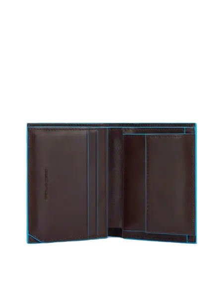 Piquadro B2 Vertical men's wallet with coin pocket, credit card facility brown