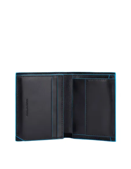 Piquadro B2 Vertical men's wallet with coin pocket, credit card facility black