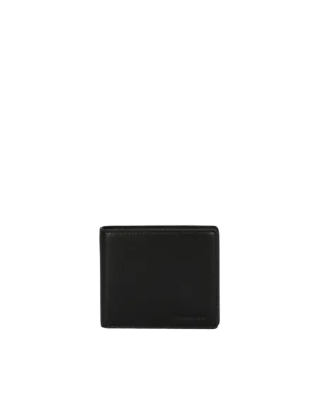 Trussardi Men's wallet with credit card slots and coin pocket black
