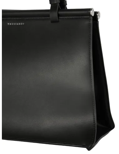 Trussardi leather shopping bag black