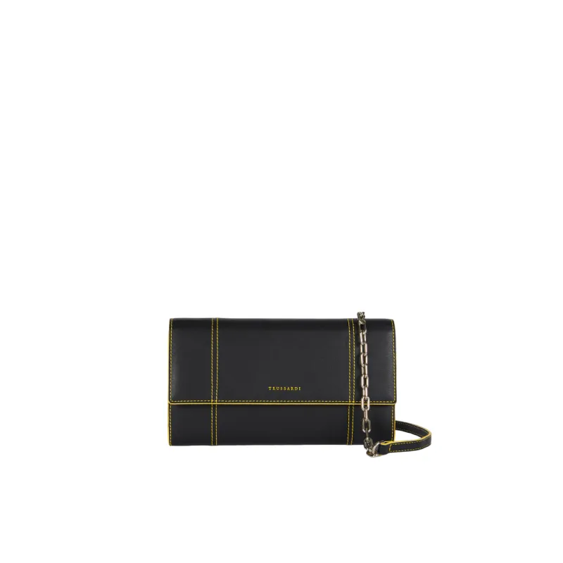 Portafogli donna Trussardi con tracolla in catena nero