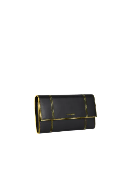 Trussardi Women's wallet black with removable chain shoulder strap