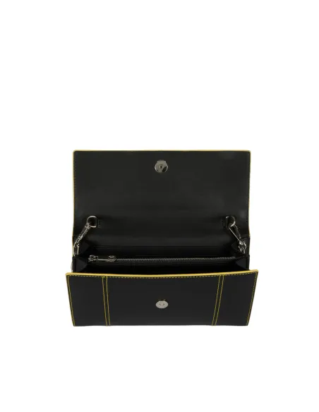 Trussardi Women's wallet black with removable chain shoulder strap