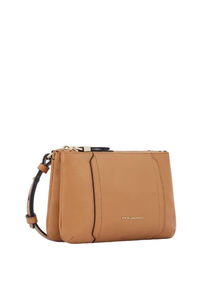 Piquadro Circle Cross-body bag with two zipped compartments light brown