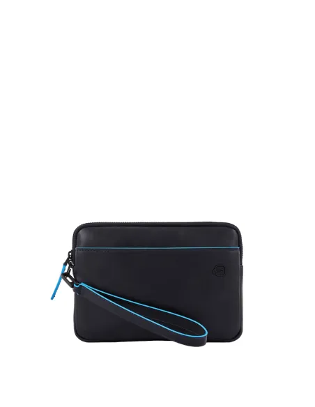Pochette in pelle Piquadro Blue Square Revamp blu