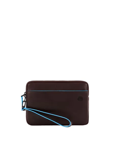 Piquadro Blue Square Revamp Pochette Tasche aus leder braun