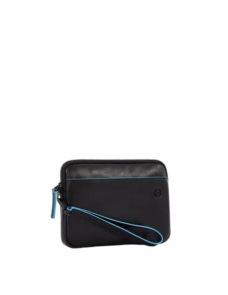 Piquadro Blue Square Revamp Pochette Tasche aus leder schwarz