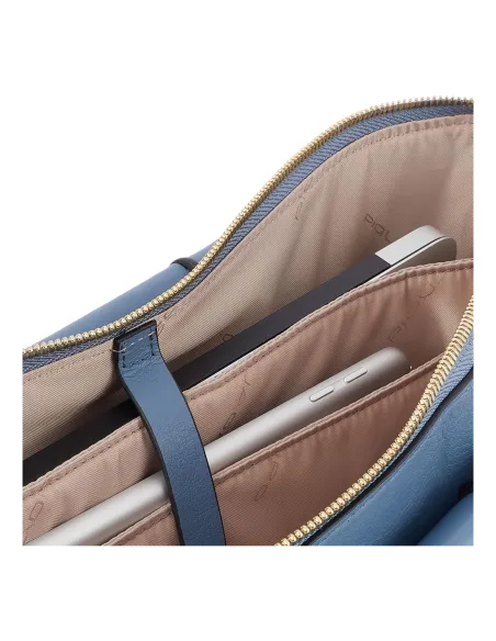 Piquadro Circle Expandierbare schlanke Leder Aktentasche schwarz