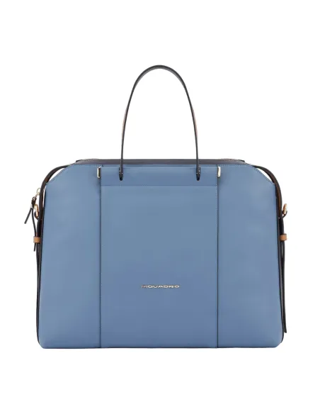 Piquadro Circle Laptop and iPad® portfolio briefcase Light blue-beige