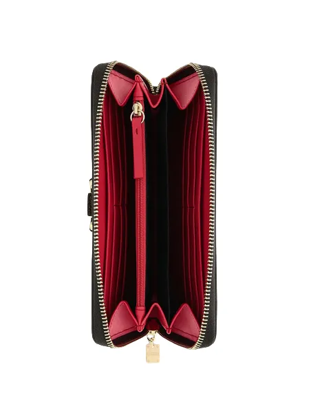 Portafogli donna con cerniera Borbonese OP naturale-rosso