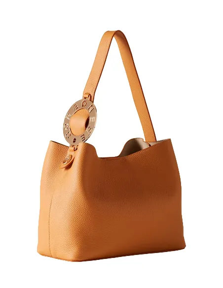 Borsa a spalla in pelle Borbonese miele