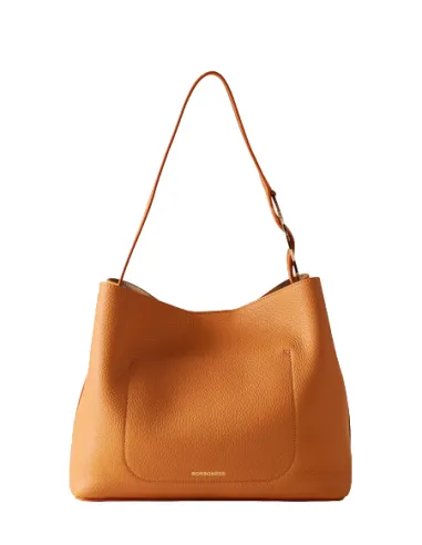 Borsa a spalla in pelle Borbonese miele