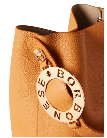 Borsa a spalla in pelle Borbonese miele