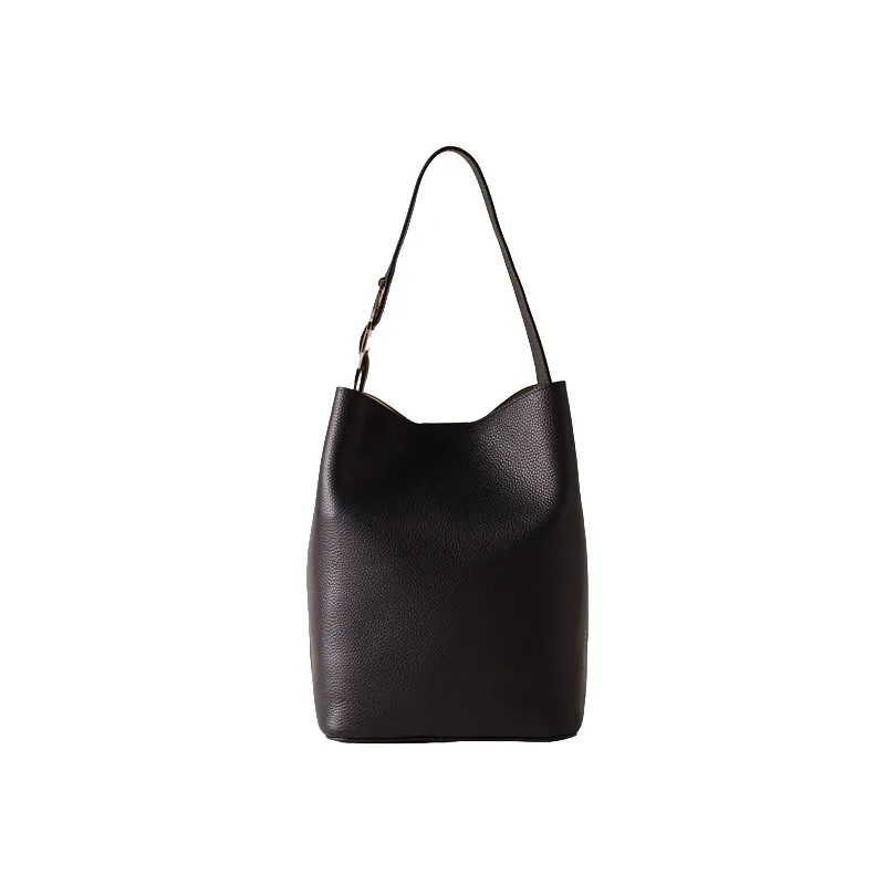 Borbonese Medium leather bucket bag black