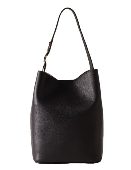 Borbonese Medium leather bucket bag black