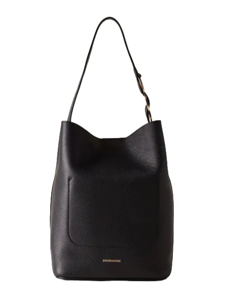 Borbonese Medium leather bucket bag black