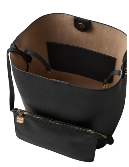 Borbonese Mittlere Eimertasche aus leder schwarz