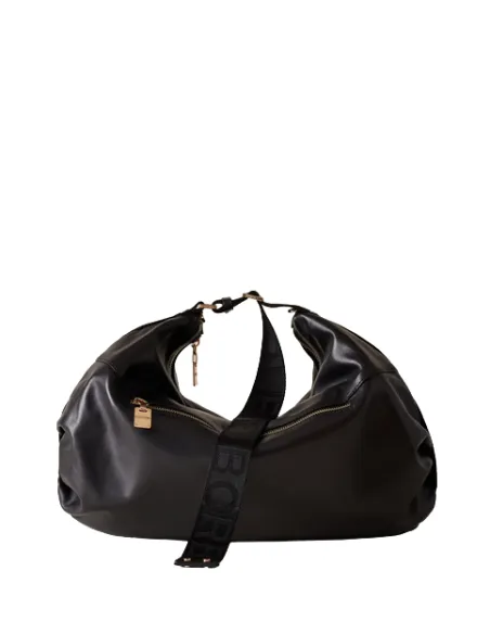 Borbonese Cloudette Leder-Schultertasche schwarz