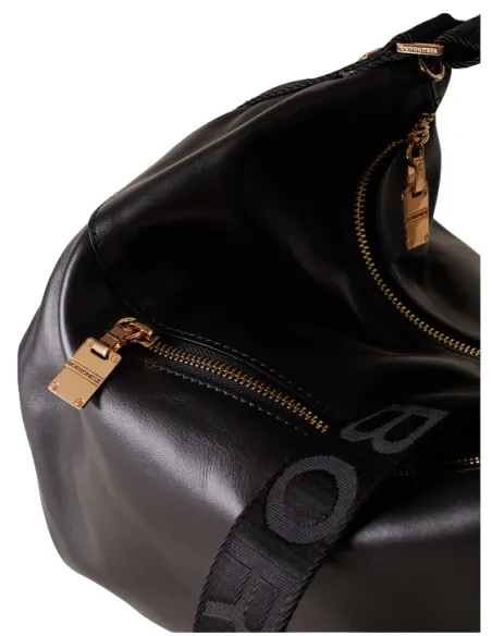 Borbonese Cloudette Leder-Schultertasche schwarz