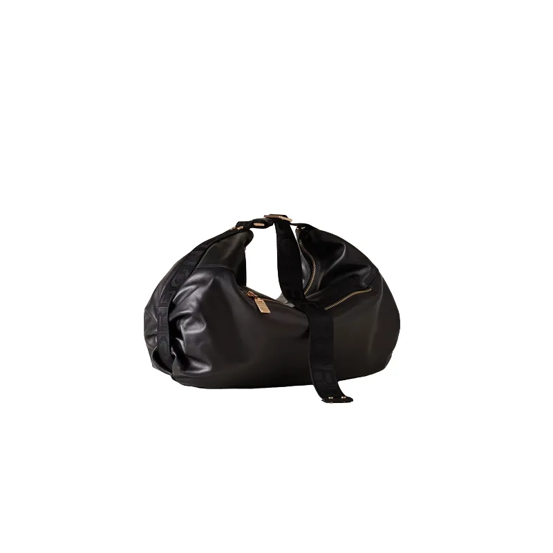 Borbonese Cloudette Leder-Schultertasche schwarz 2