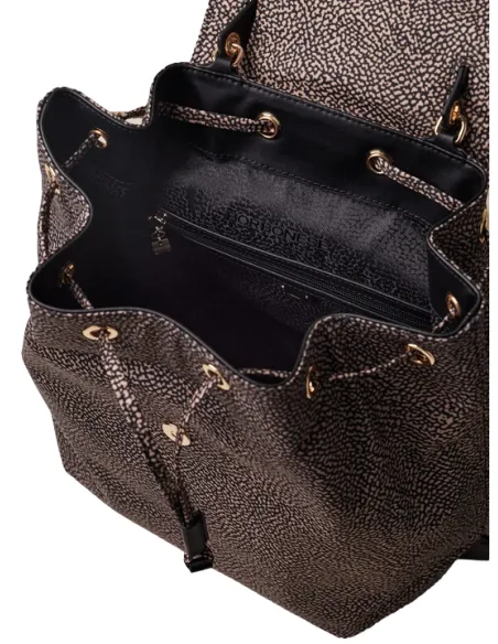 Borbonese Women's backpackwith flap and drawstring closure OP natural-black