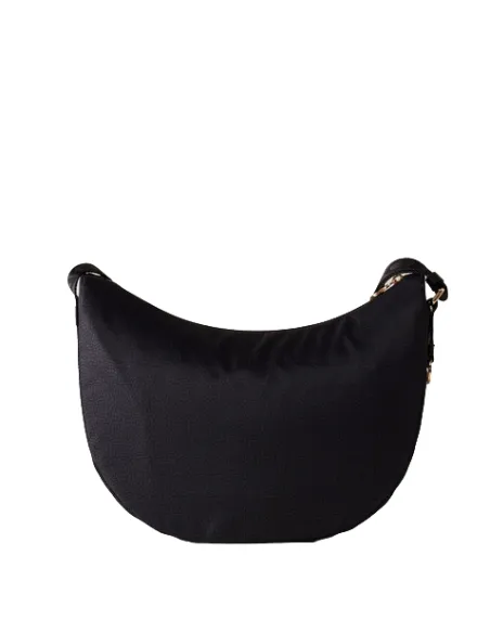 Borbonese Umhängetasche mit verstellbarem Schultergurt dunkel schwarz