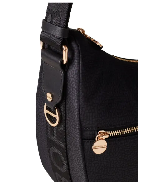 Borbonese Umhängetasche mit verstellbarem Schultergurt dunkel schwarz