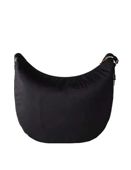 Borbonese Large women's shoulder bag in recycled fabric and leather