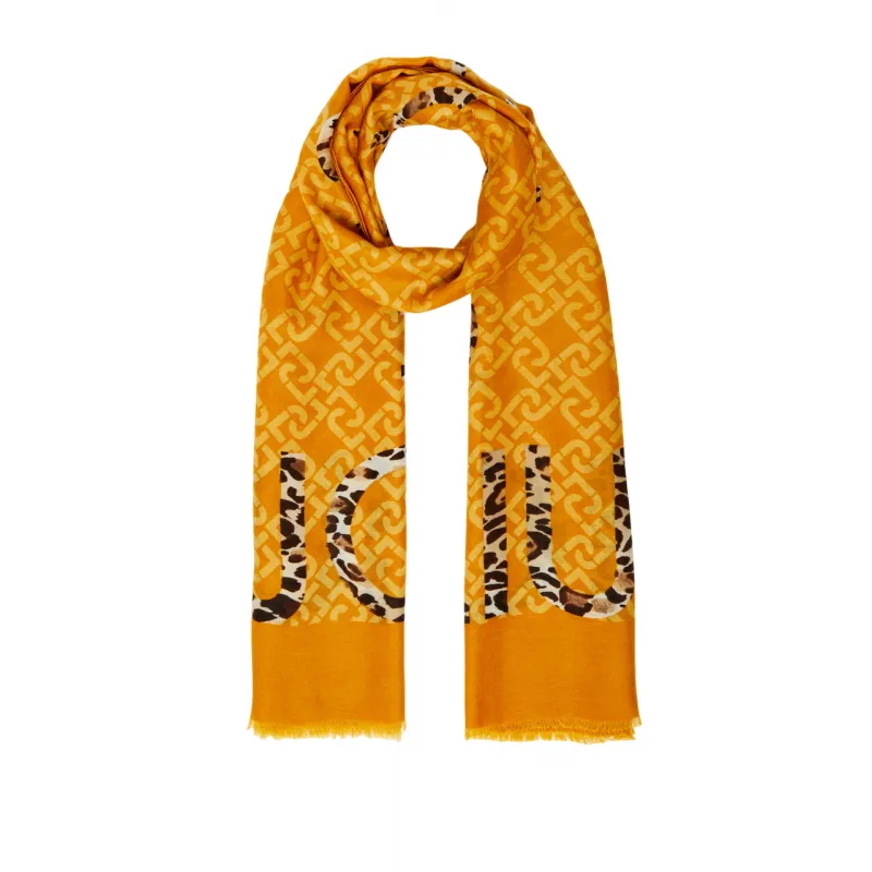 Liu Jo scarf yellow with animalier logo