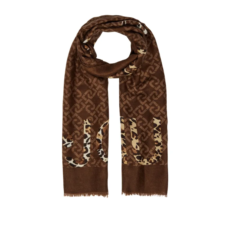 Stola Liu Jo marrone con logo animalier