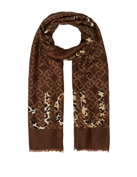 Stola Liu Jo marrone con logo animalier