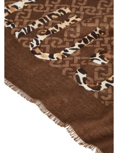 Stola Liu Jo marrone con logo animalier