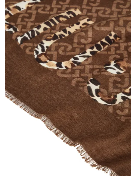 Stola Liu Jo marrone con logo animalier