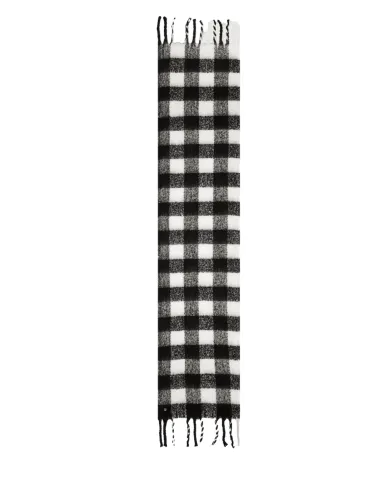 Check stole with fringes black-white