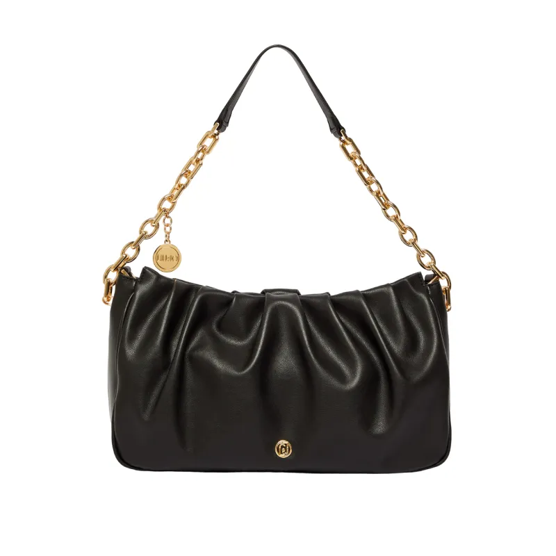 Borsa a spalla con tracolla in catena con charms Liu Jo nera