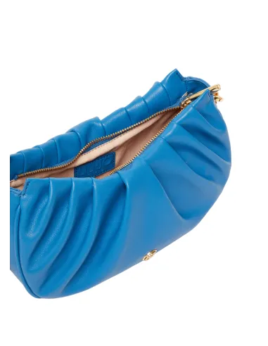 Small shoulder bag with chain shoulder strap light blue
