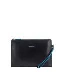 Pochette in pelle sottile Piquadro Blue Square nera