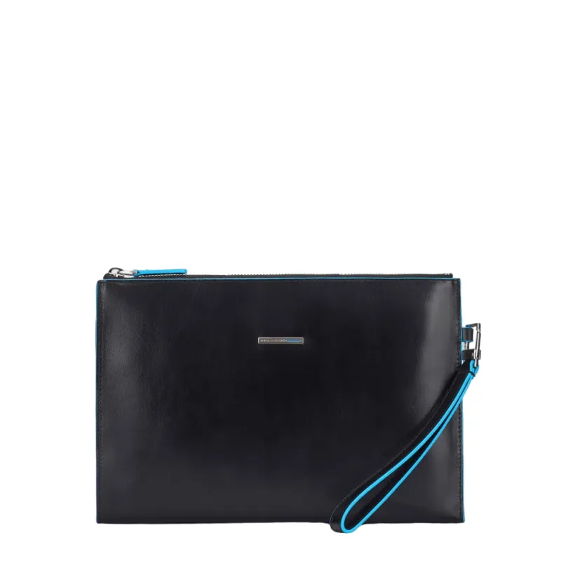 Pochette in pelle sottile Piquadro Blue Square nera