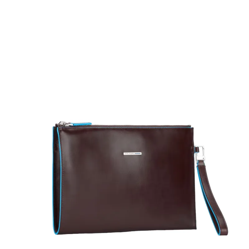 Pochette in pelle sottile Piquadro Blue Square moro 2