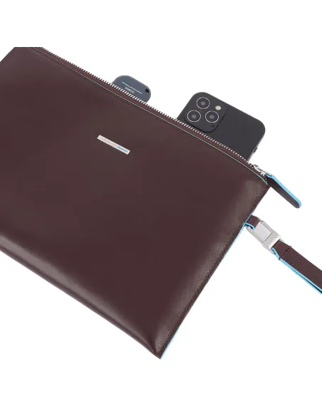 Piquadro Blue Square Schlanke iPad®mini-Clutch-Tasche braun