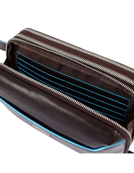 Piquadro Clutch bag with three compartments with zip fastening brown